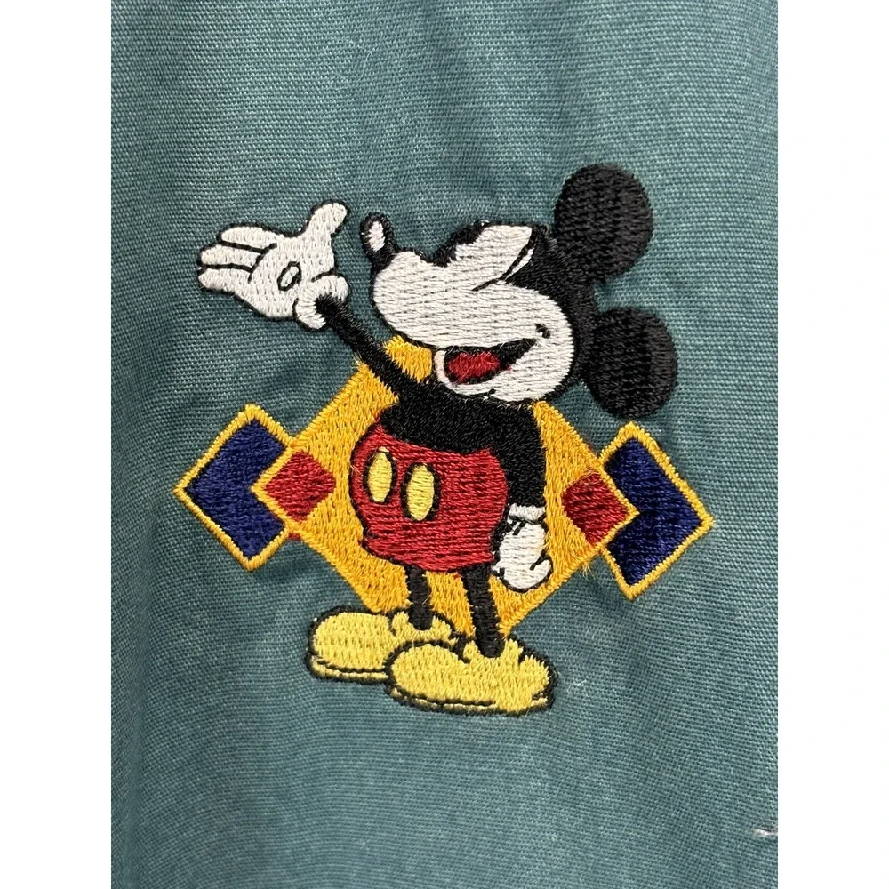 Vtg Disney Originals Mickey Mouse Jacket Sz X-Large Mens Green Y2K Embroidered
